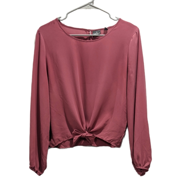 NY&Co Soho Jeans Front Tie with Back Keyhole Blouse - Picture 1 of 10